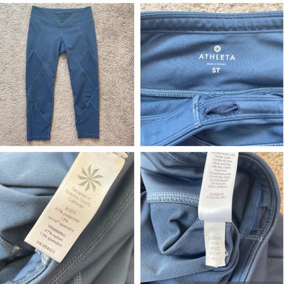Athleta Mesh Sonar Capri Blue Athletic Crop Leggings Size Small Tall - Picture 6 of 16